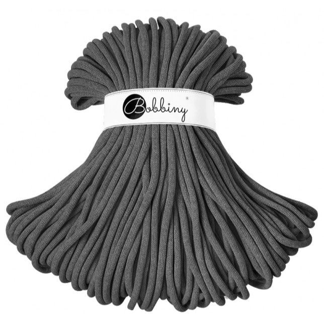 Charcoal Bobbiny 9mm Crochet Cord Skein