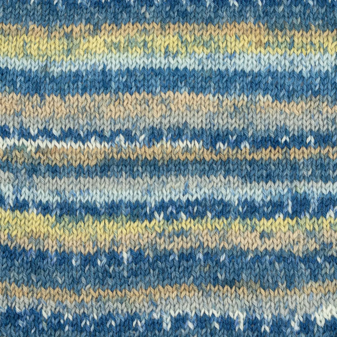 Close-up of blue and yellow striped fabric texture