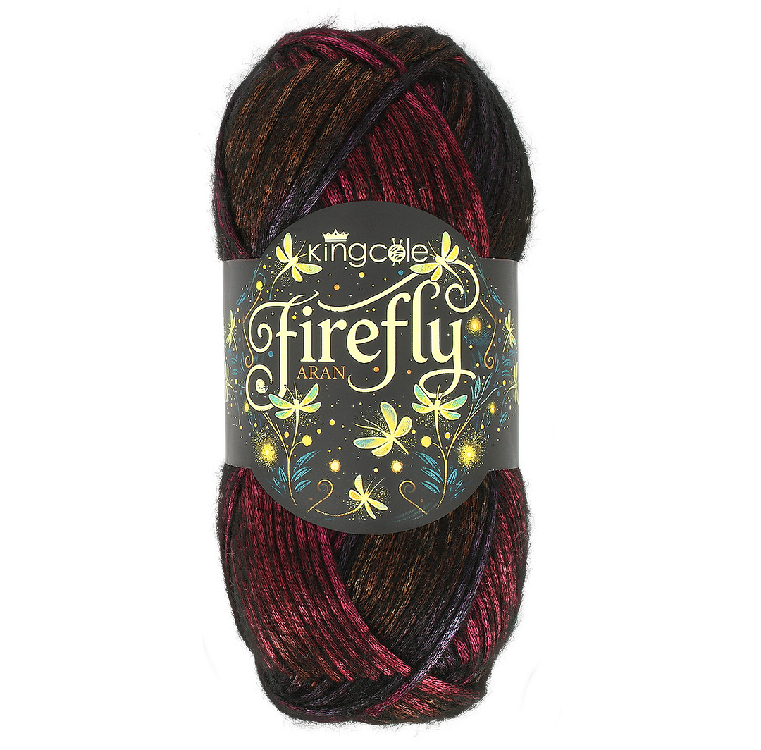 Ball of yarn with 'King Cole Firefly' label on a white background