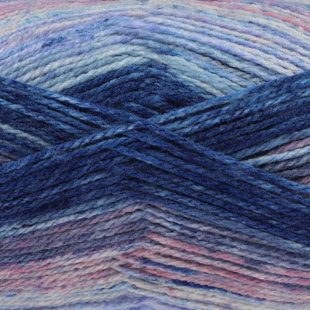 Close-up of blue and pink yarn with gradient effect