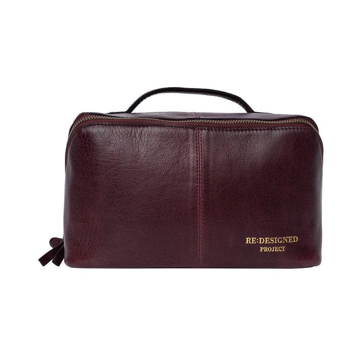 Brown leather yarn bag with &