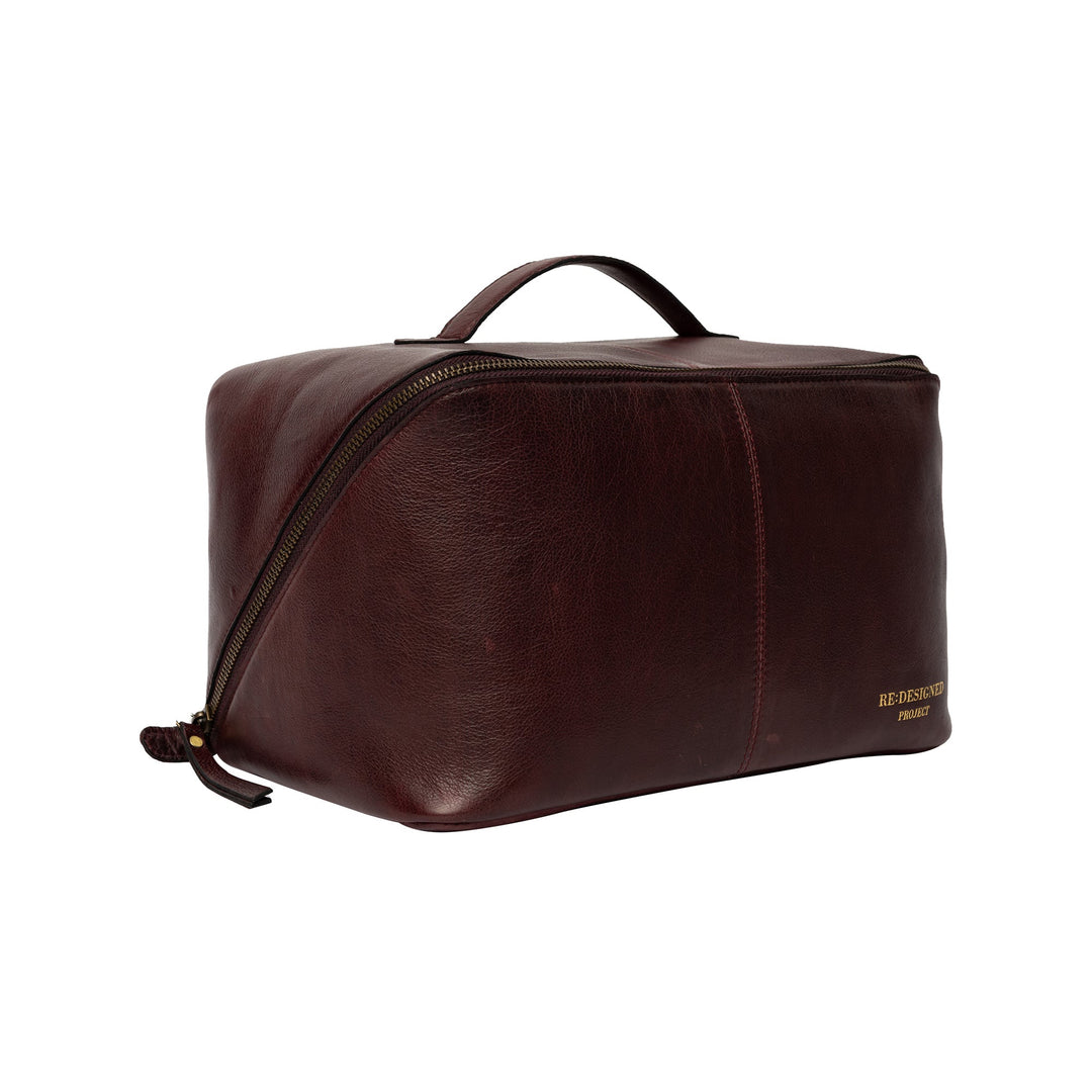 Dark Cherry leather yarn bag on a white background