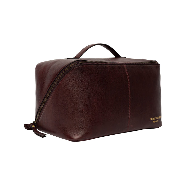 Dark Cherry leather yarn bag on a white background