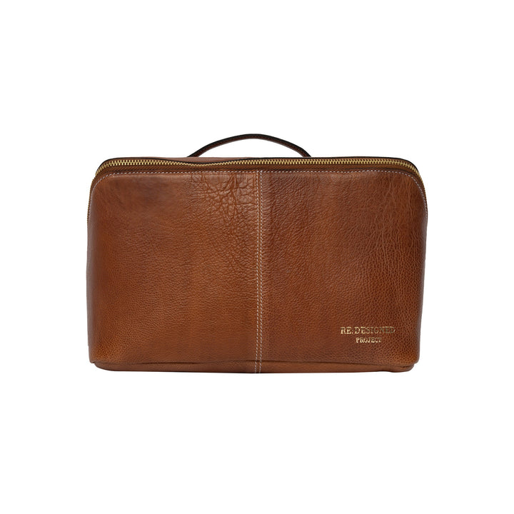 Brown leather bag on a white background