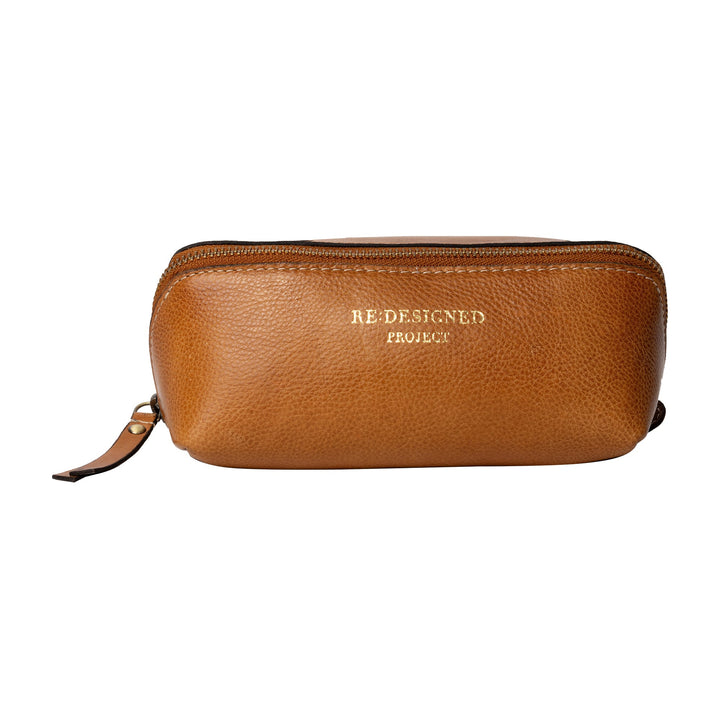 Brown leather pouch with &