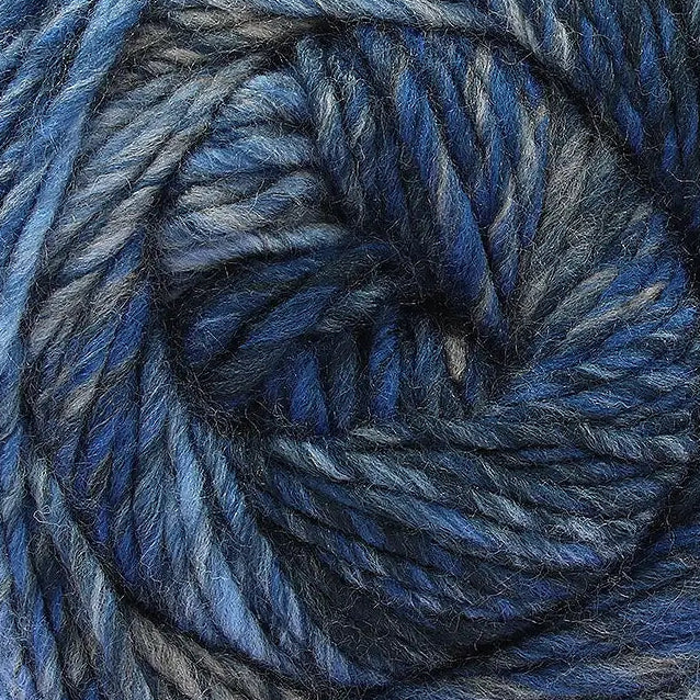 Blue skein of yarn on a white background