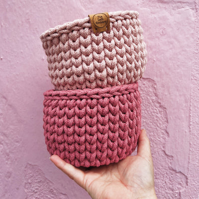 Small Pink Crochet Baskets