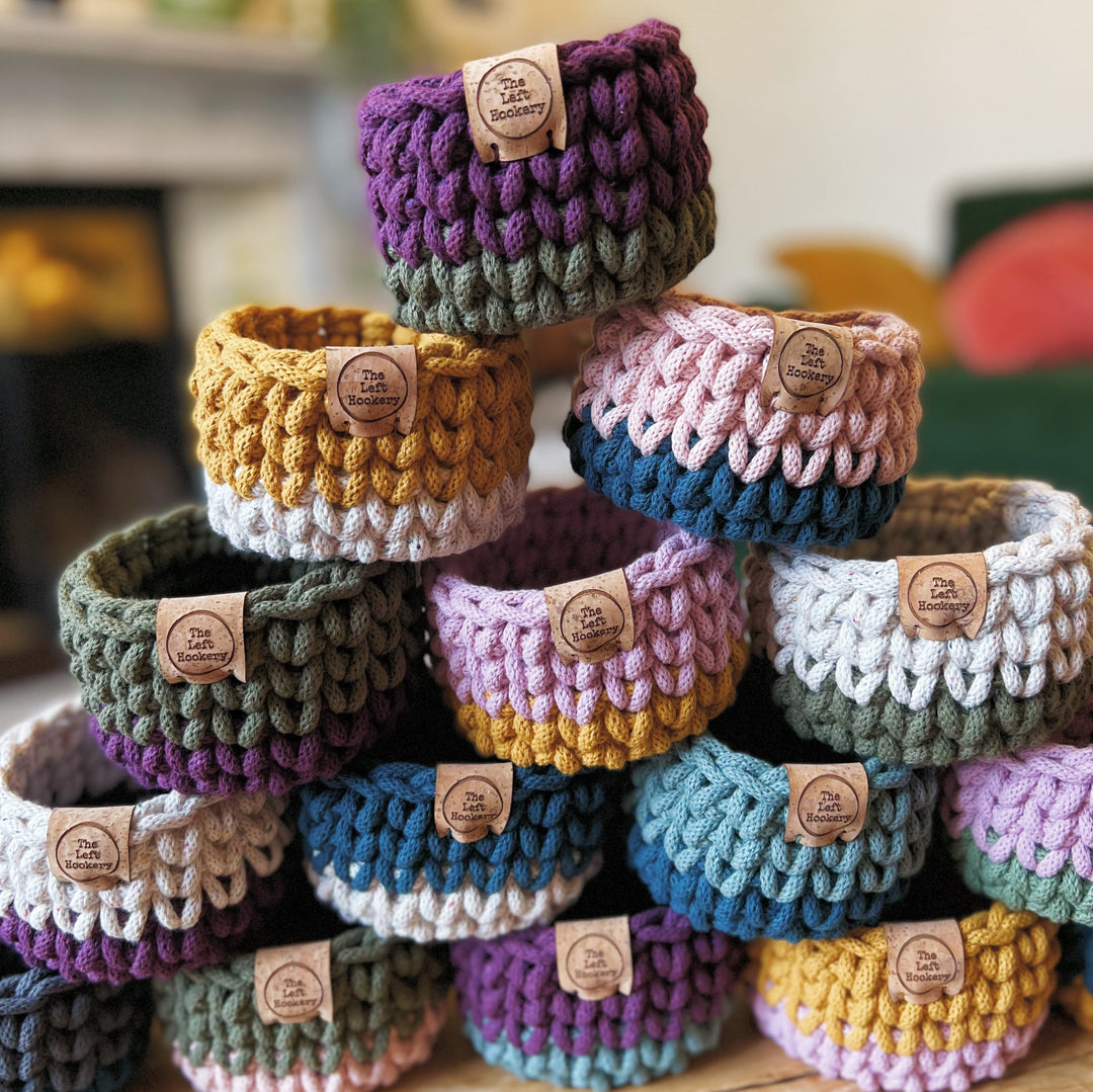 Tiny Two Tone Tutti Frutti Crochet Baskets