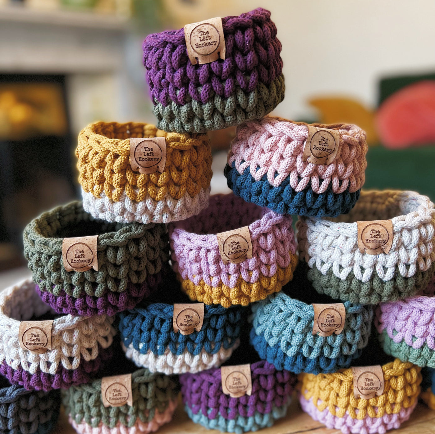 Tiny Two Tone Tutti Frutti Crochet Baskets