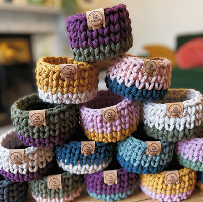 Tiny Two Tone Tutti Frutti Crochet Baskets