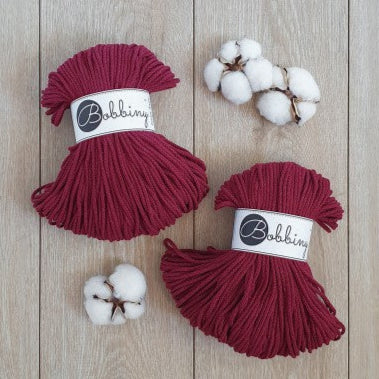 Wine Red 3mm Bobbiny Crochet Cord Skeins