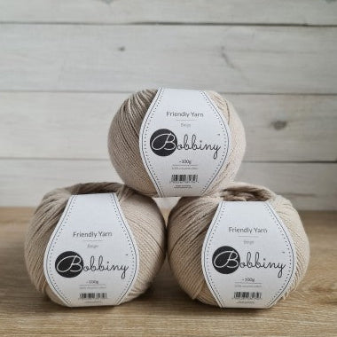 beige bobbiny friendly dk yarn balls