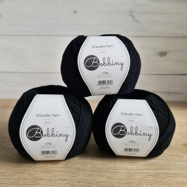 black bobbiny friendly dk yarn balls
