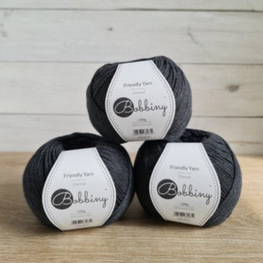 charcoal bobbiny friendly dk yarn balls