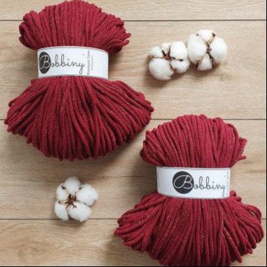 golden-wine-red bobbiny 5mm crochet cord skeins 