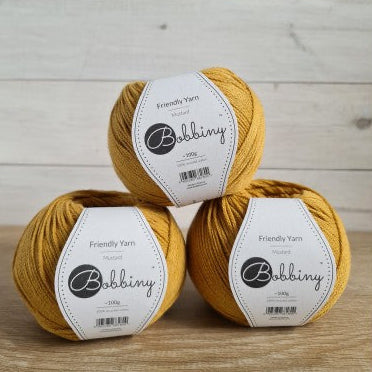 mustard bobbiny friendly dk yarn balls