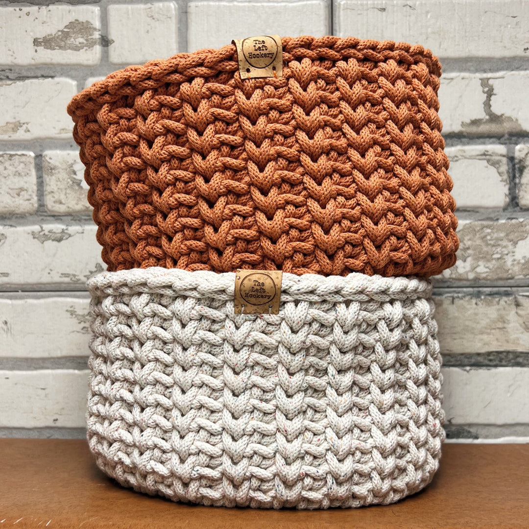 ribbed crochet baskets