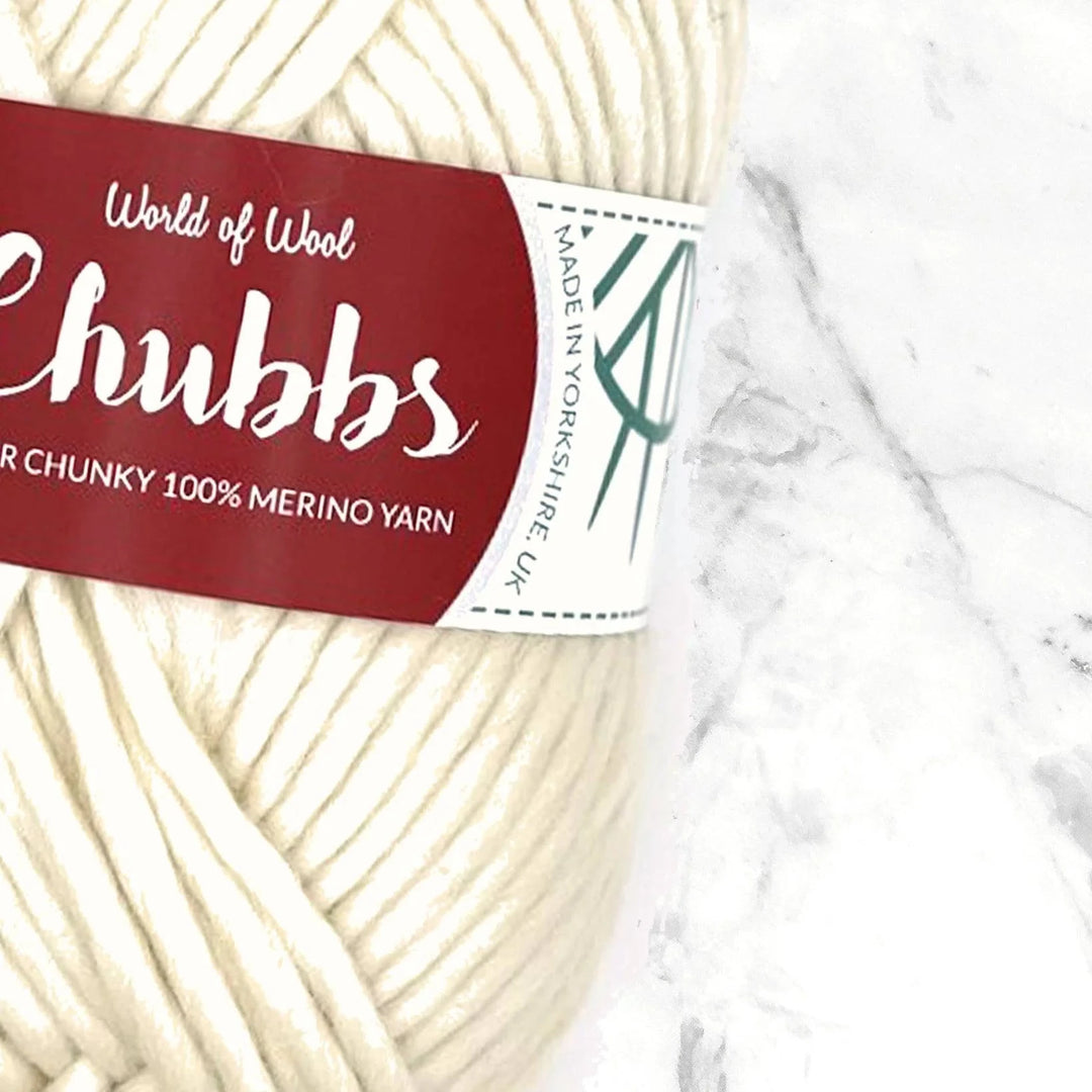 close up of natural white ball of super chunky yarn