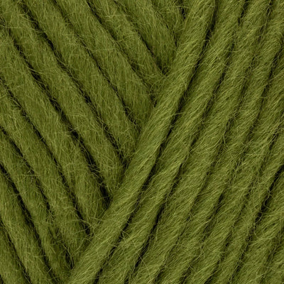 Close-up of green yarn with a skein texture