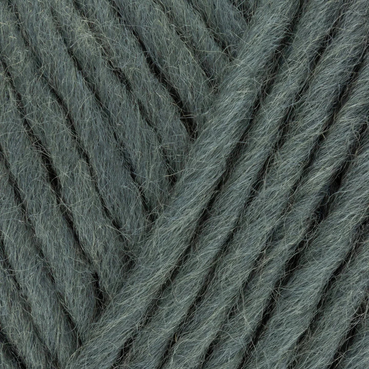Close-up of gray yarn with a textured pattern