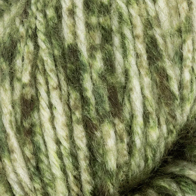 Close-up of green and beige yarn