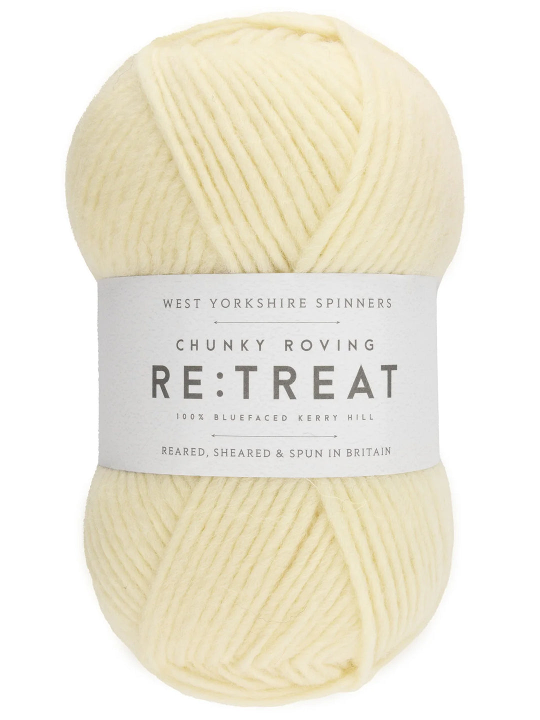 Ball of yellow yarn with a label on a white background